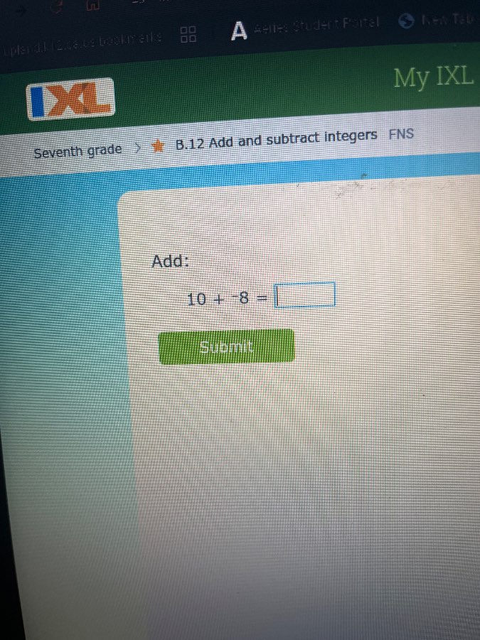 seventh grade > ★ b.12 add and subtract integers fns add: $10 + -8 = \\…