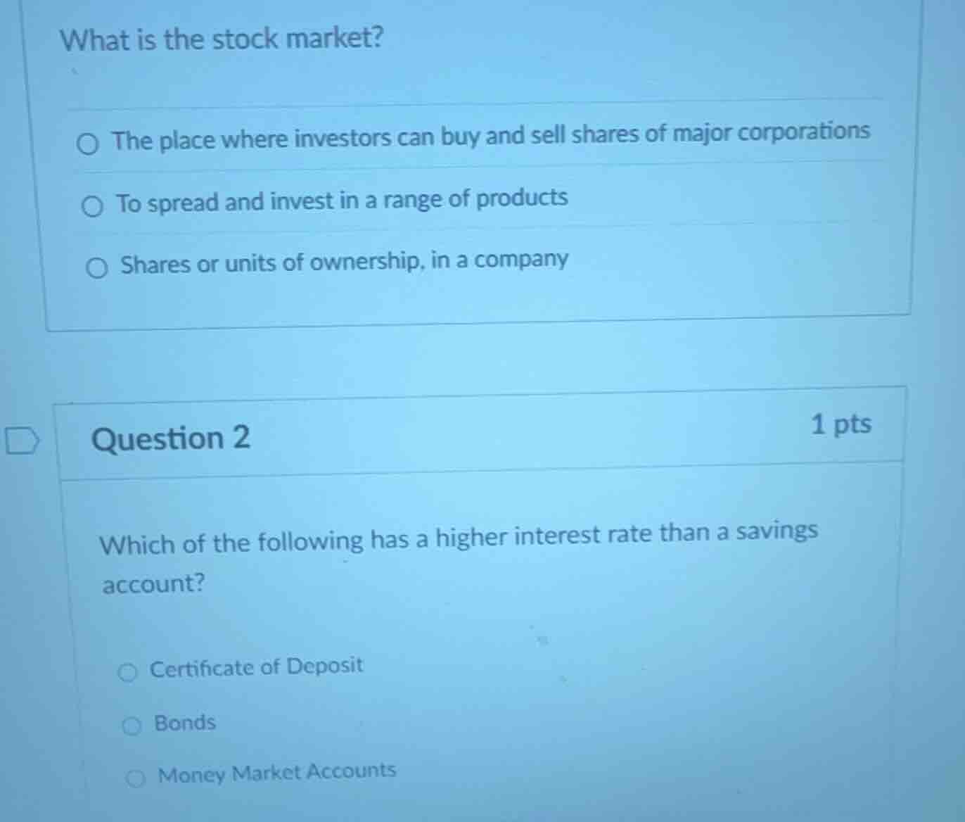 what is the stock market?○ the place where investors can buy and sell s…