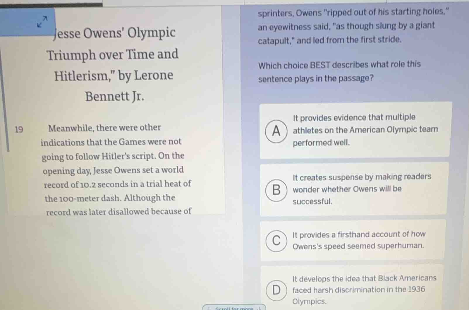 jesse owens olympic triumph over time and hitlerism,\ by lerone bennett…