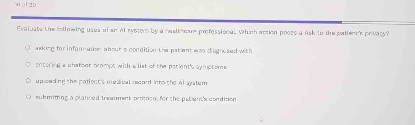 16 of 20 evaluate the following uses of an ai system by a healthcare pr…