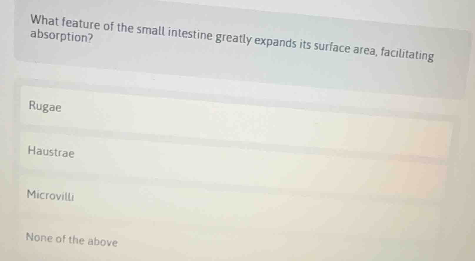 what feature of the small intestine greatly expands its surface area, f…