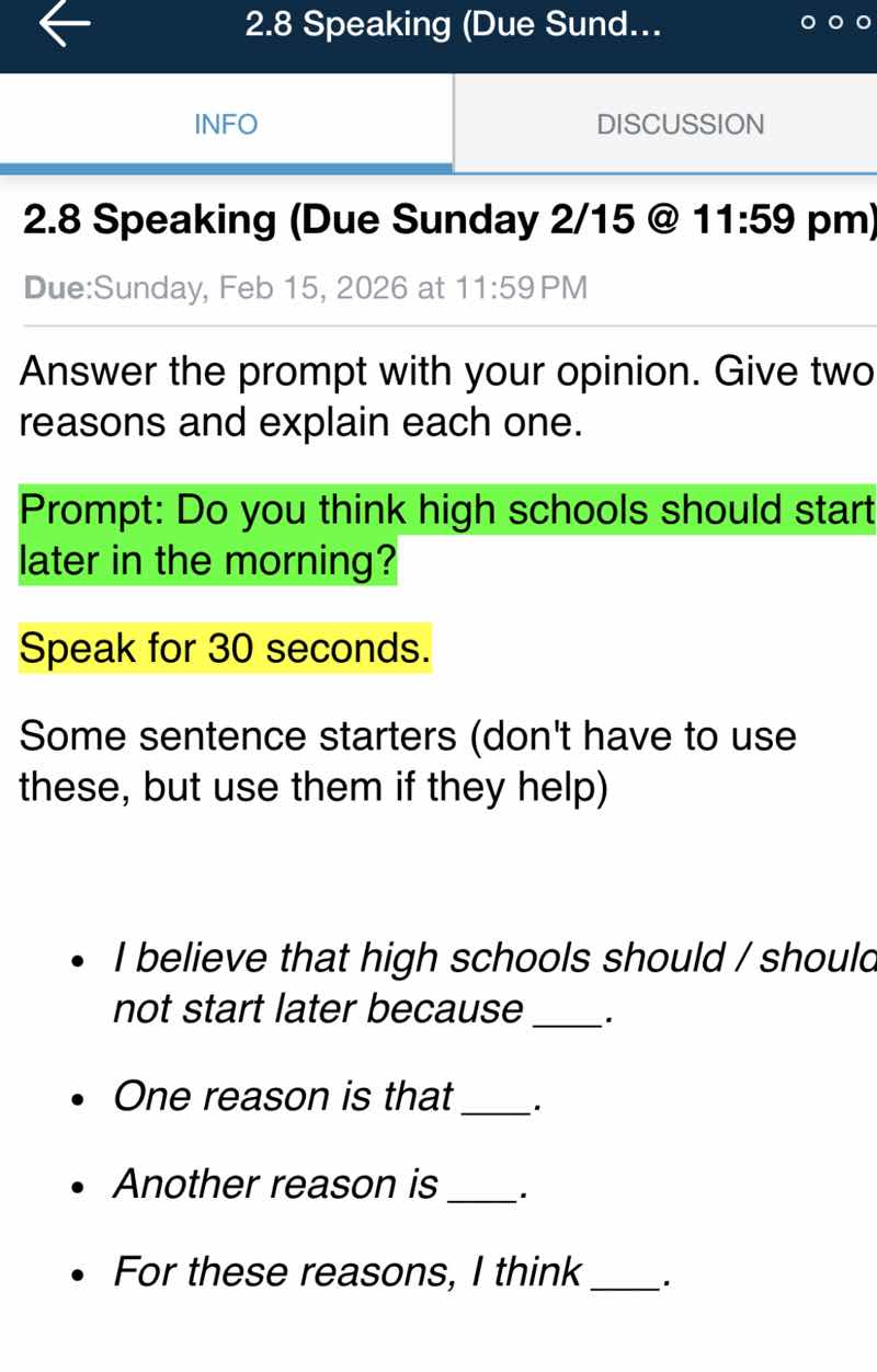 2.8 speaking (due sunday 2/15 @ 11:59 pm)due:sunday, feb 15, 2026 at 11…