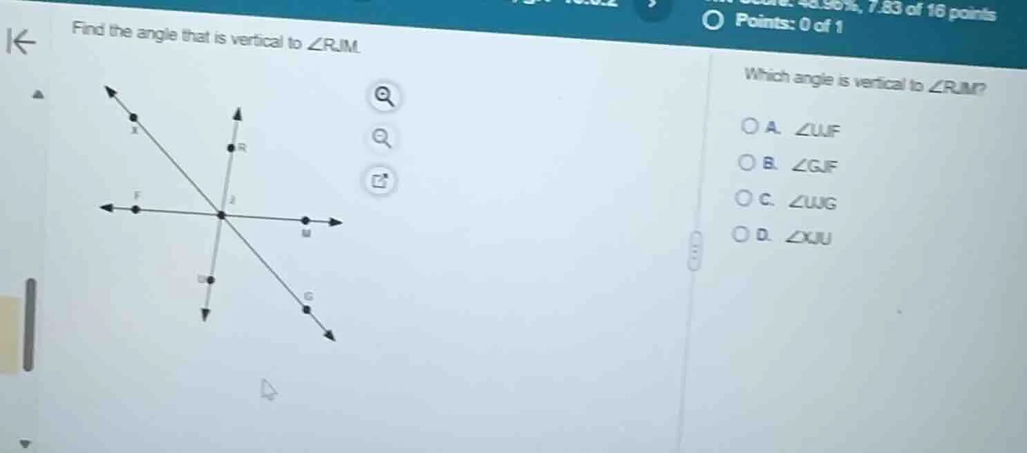 find the angle that is vertical to $\\angle rjm$. which angle is vertic…