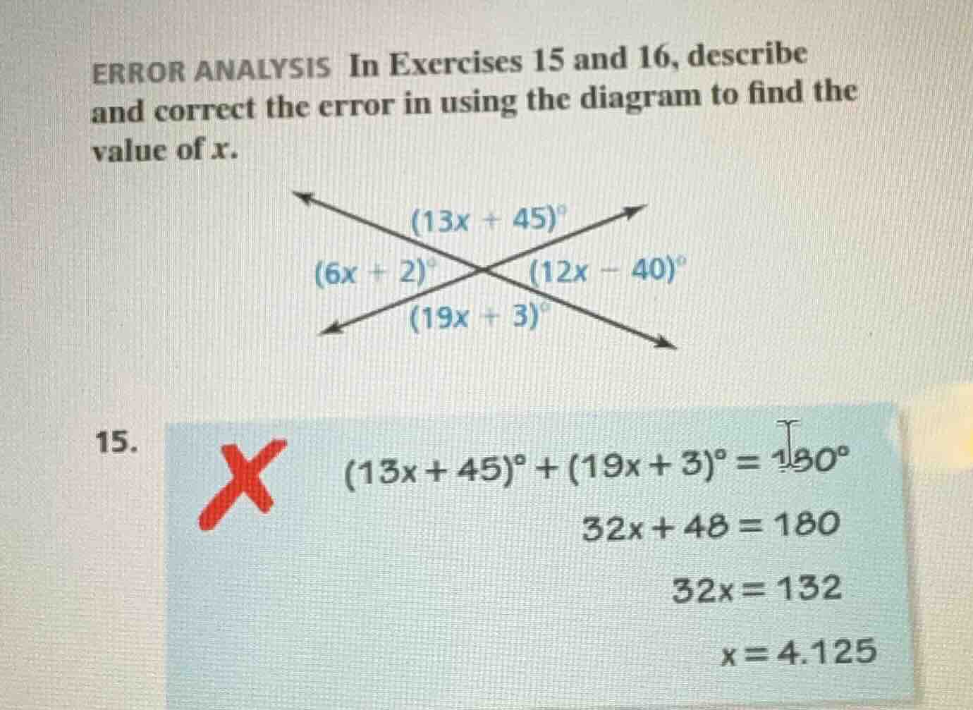 error analysis in exercises 15 and 16, describe and correct the error i…