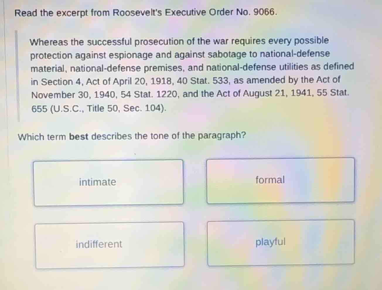 read the excerpt from roosevelts executive order no. 9066. whereas the …