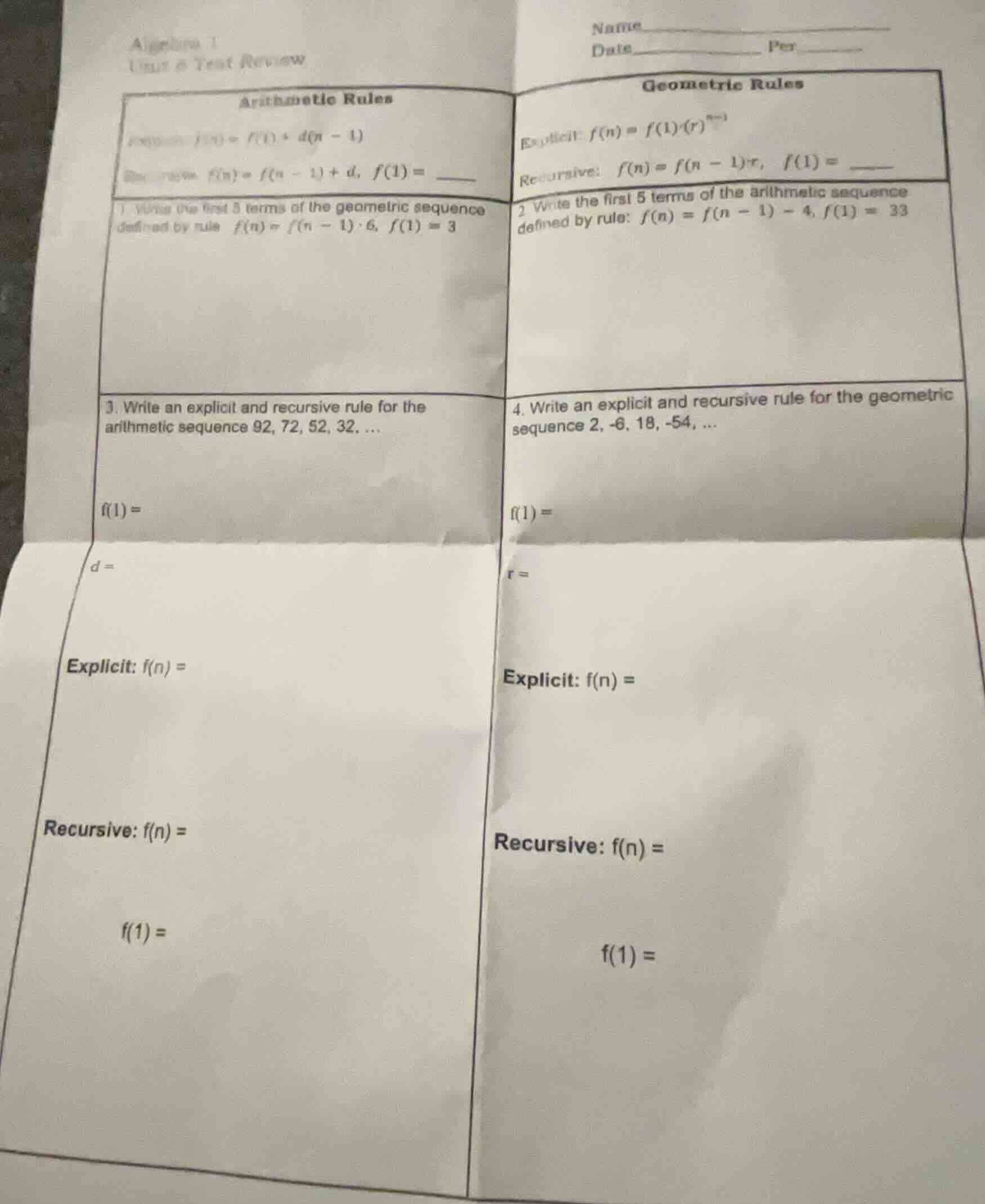 algebra 1 unit 6 test review name_________ date_________ per________ ar…