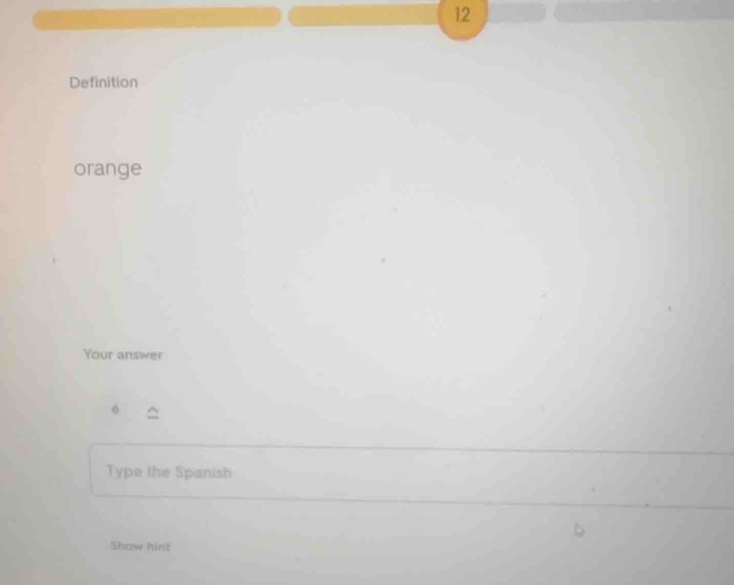 12 definition orange your answer type the spanish show hint