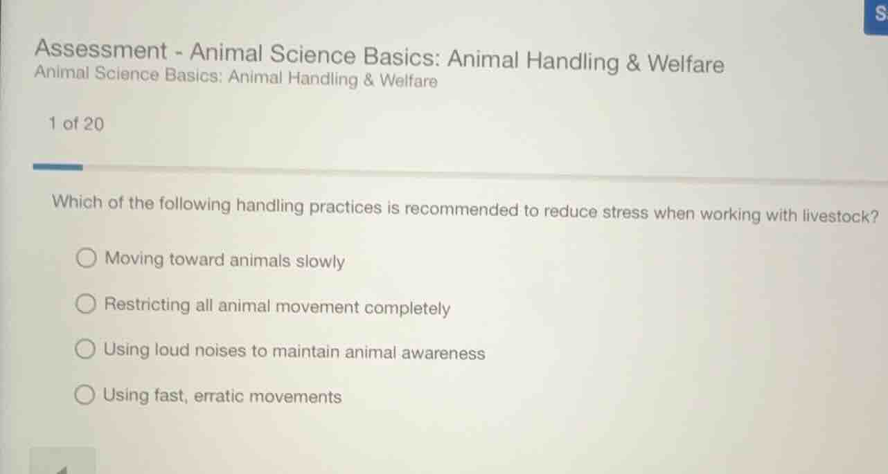 assessment - animal science basics: animal handling & welfare animal sc…