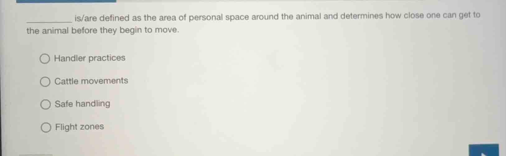 ________ is/are defined as the area of personal space around the animal…