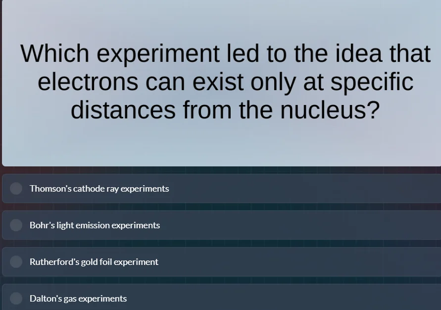which experiment led to the idea that electrons can exist only at speci…