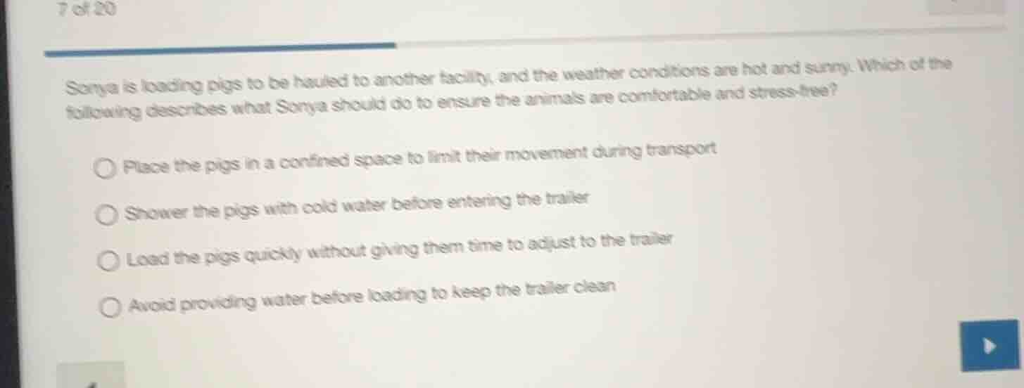 7 of 20 sonya is loading pigs to be hauled to another facility, and the…