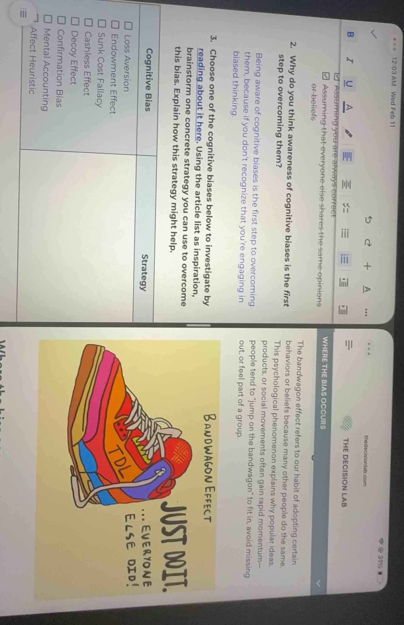 2. why do you think awareness of cognitive biases is the first step to …