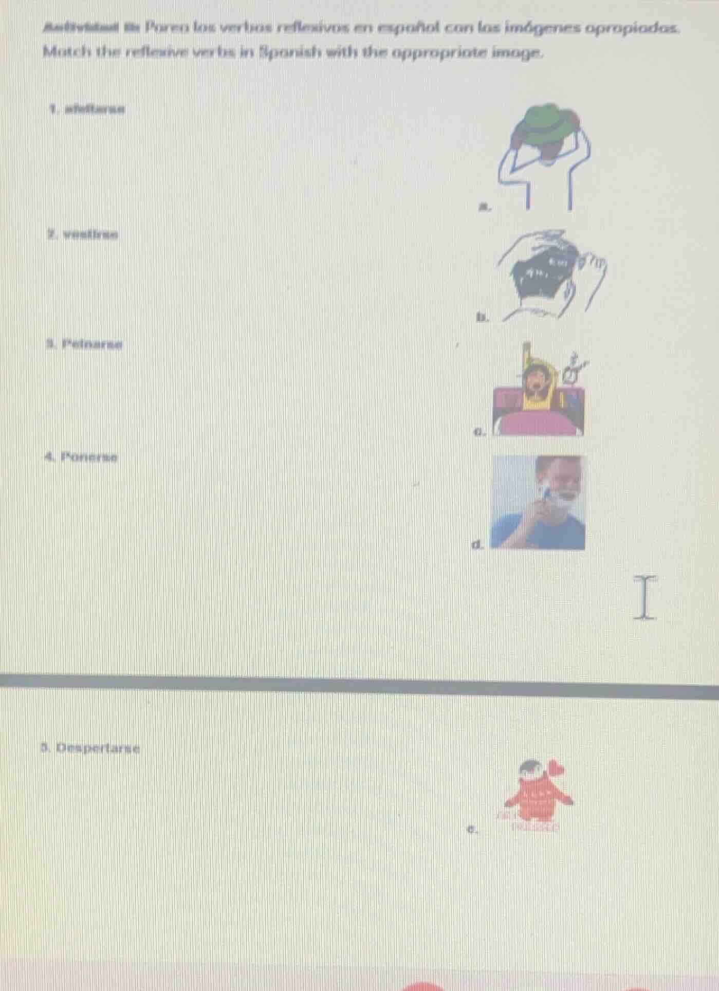 actividad 10: pareen los verbos reflexivos en español con las imágenes …
