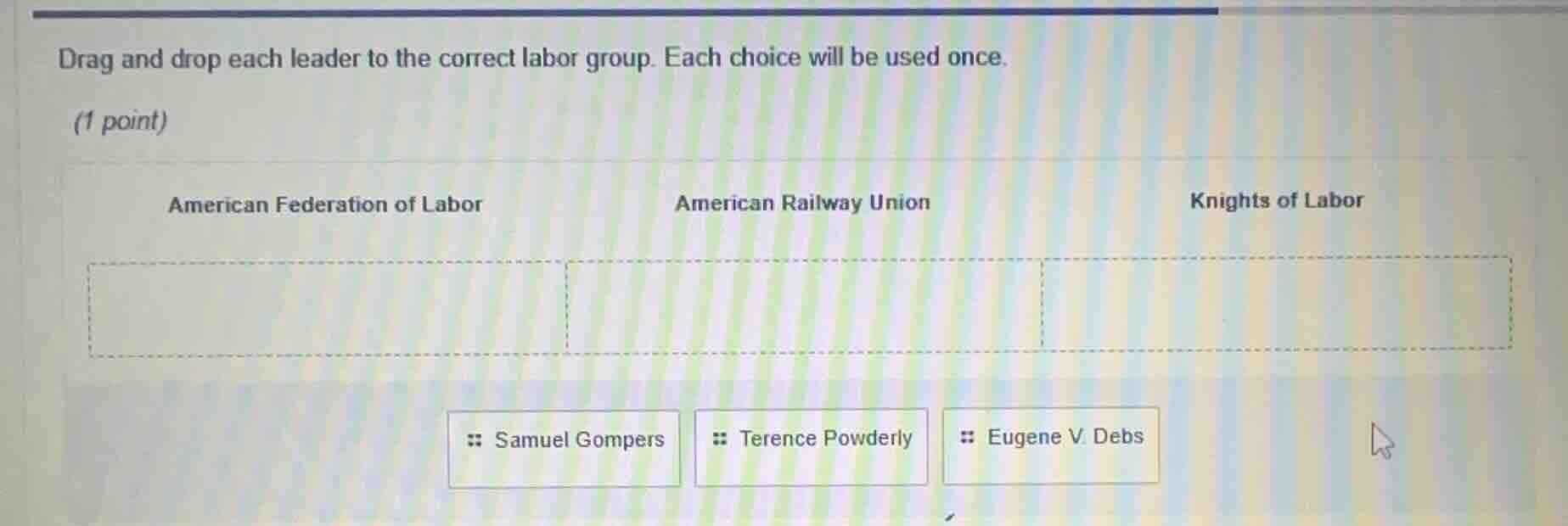 drag and drop each leader to the correct labor group. each choice will …