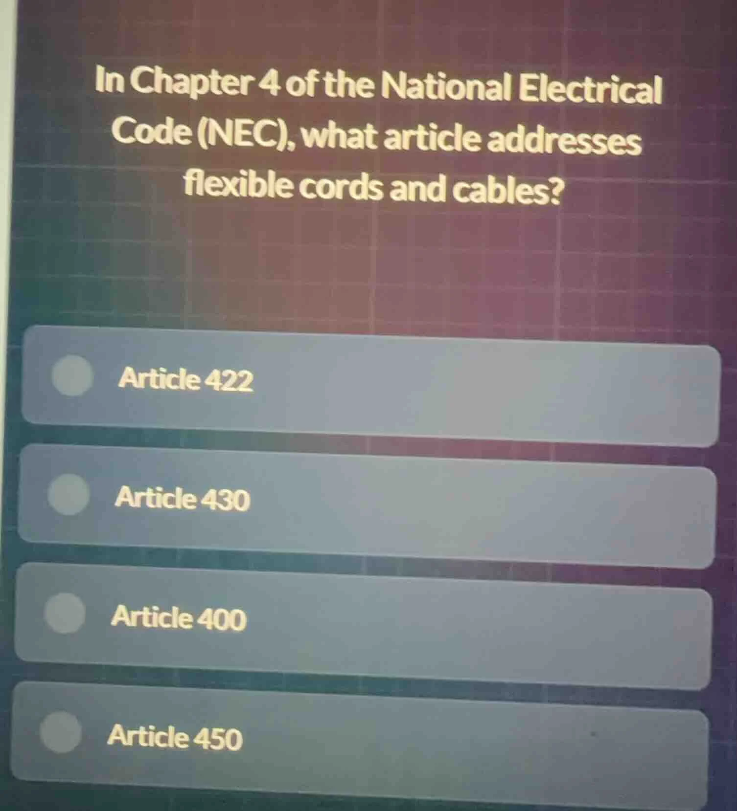 in chapter 4 of the national electrical code (nec), what article addres…