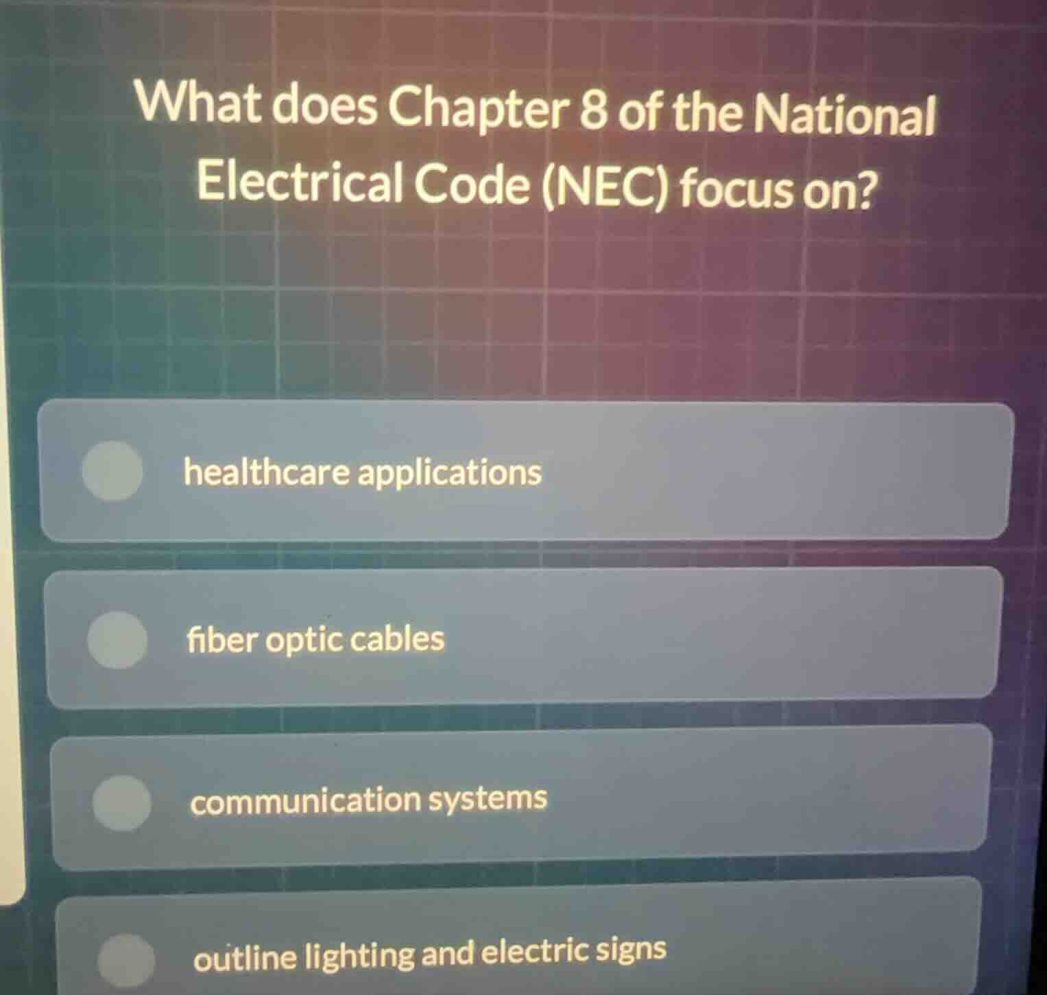 what does chapter 8 of the national electrical code (nec) focus on? hea…