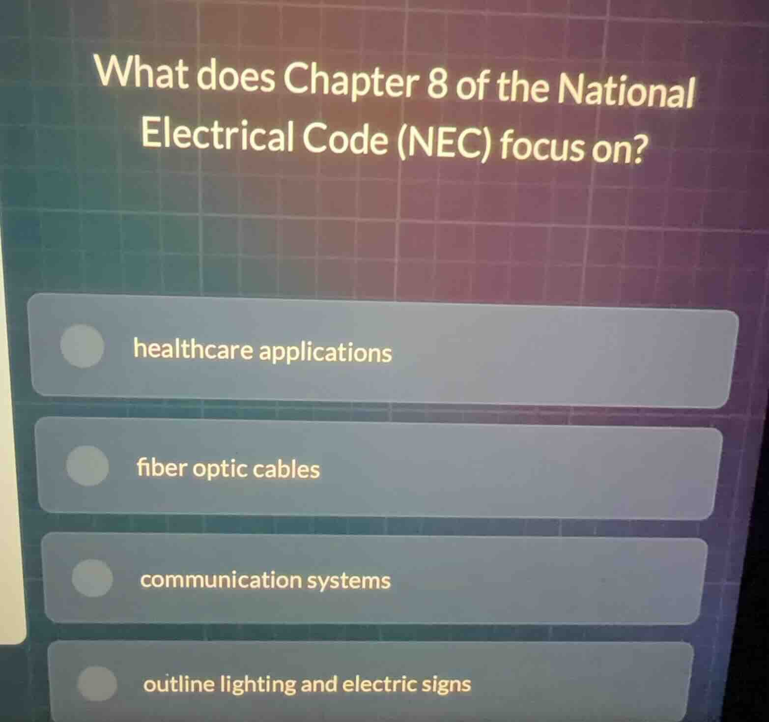 what does chapter 8 of the national electrical code (nec) focus on? hea…