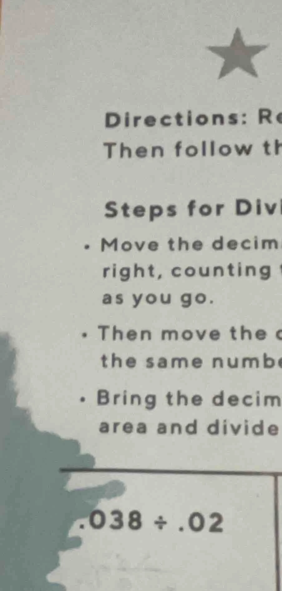 directions: re then follow th steps for divi - move the decim right, co…