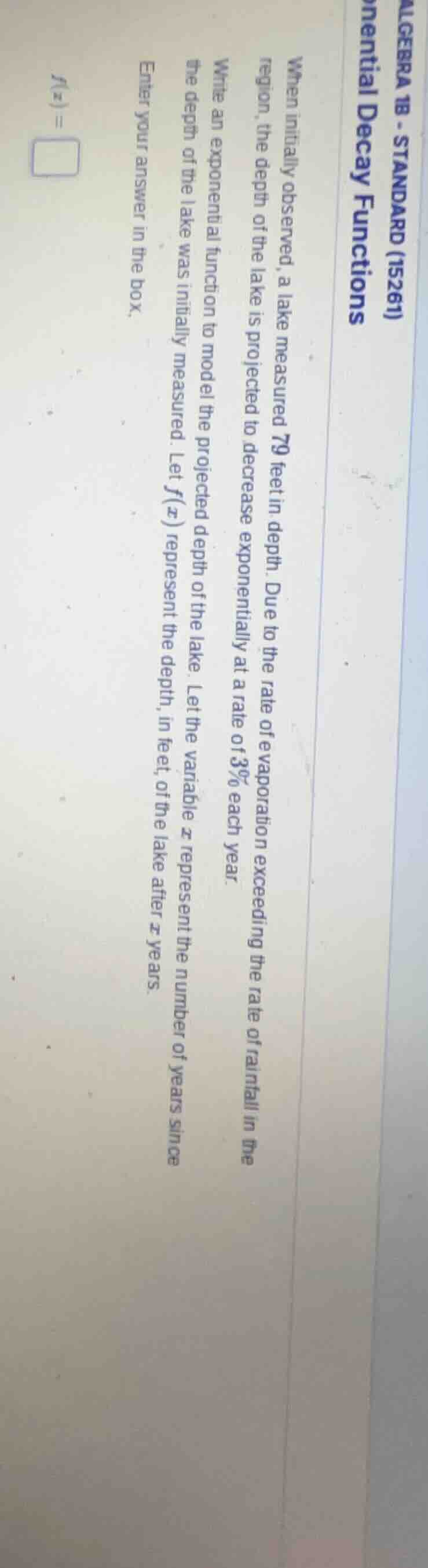 algebra 1b - standard (15261) ential decay functions when initially obs…