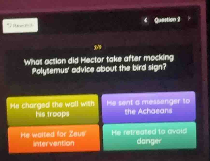 question 2 2/5 what action did hector take after mocking polytemus advi…