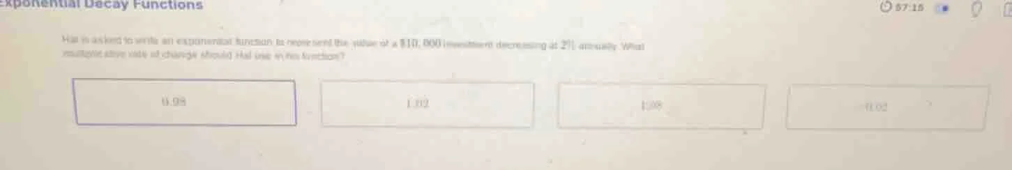 exponential decay functions hal is asked to write an exponential functi…