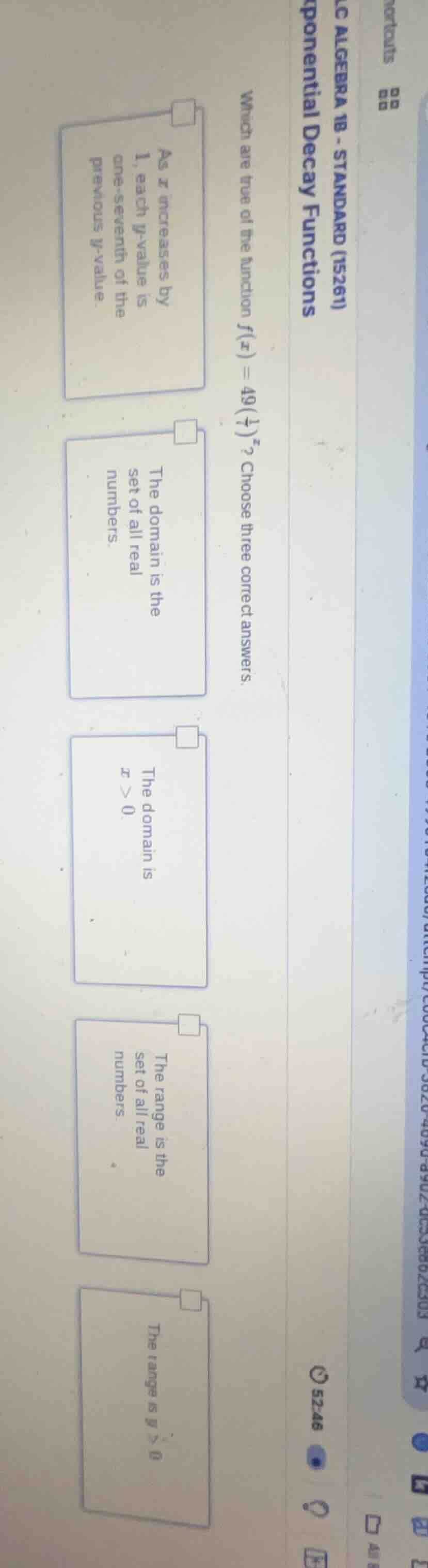 lc algebra 1b - standard (15261) exponential decay functions which are …