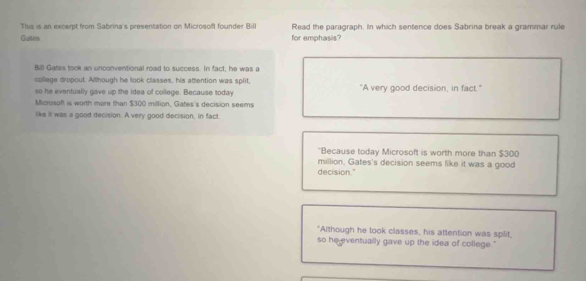 this is an excerpt from sabrinas presentation on microsoft founder bill…