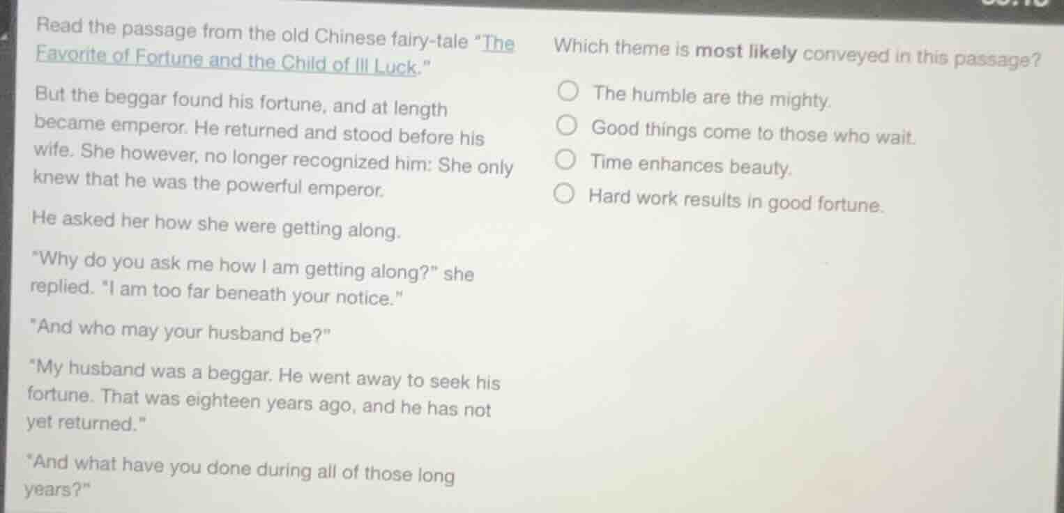 read the passage from the old chinese fairy-tale \the favorite of fortu…