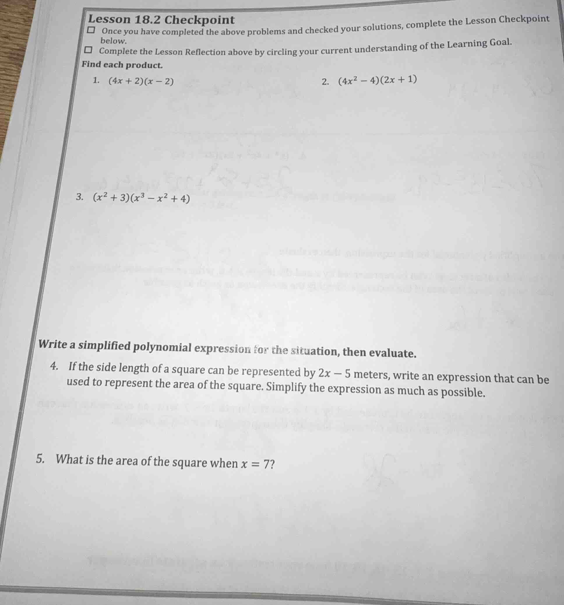 lesson 18.2 checkpoint□ once you have completed the above problems and …
