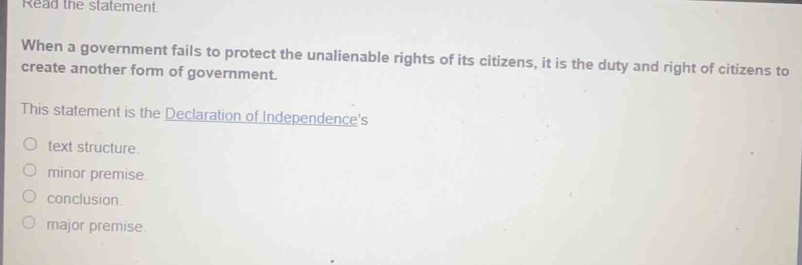 read the statement. when a government fails to protect the unalienable …