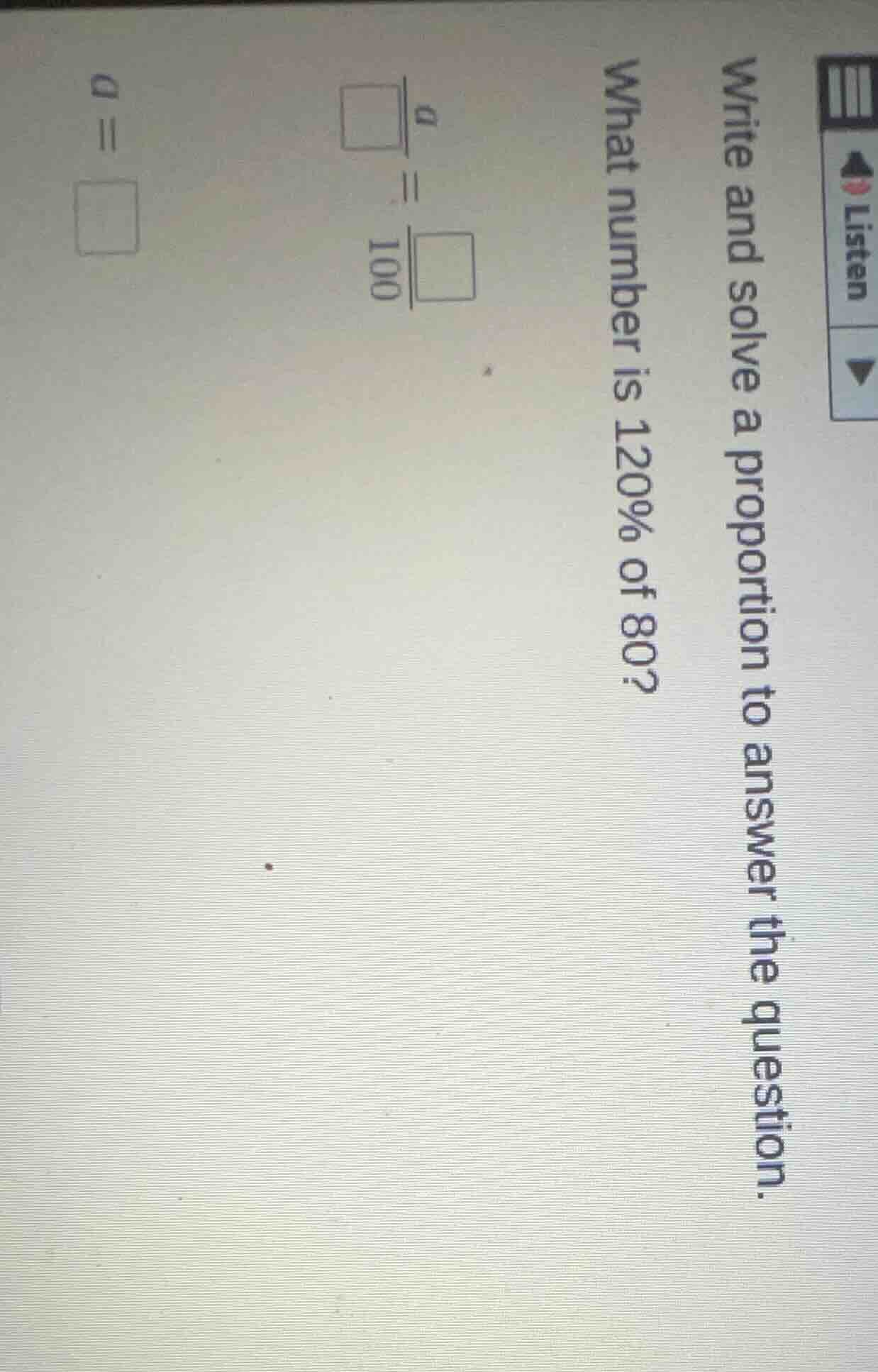 write and solve a proportion to answer the question. what number is 120…