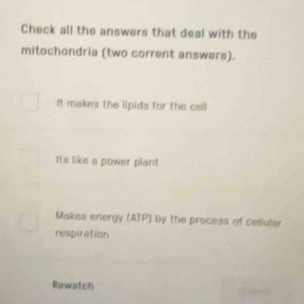 check all the answers that deal with the mitochondria (two correct answ…
