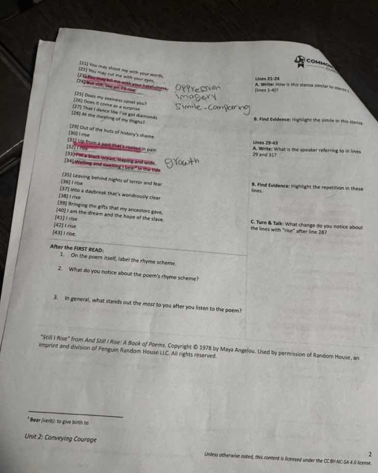 lines 21-24 a. write: how is this stanza similar to stanza 1 (lines 1-4…