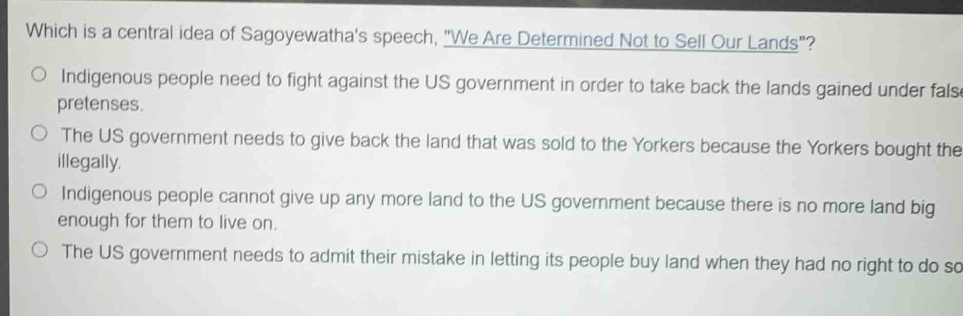 which is a central idea of sagoyewathas speech, \we are determined not …