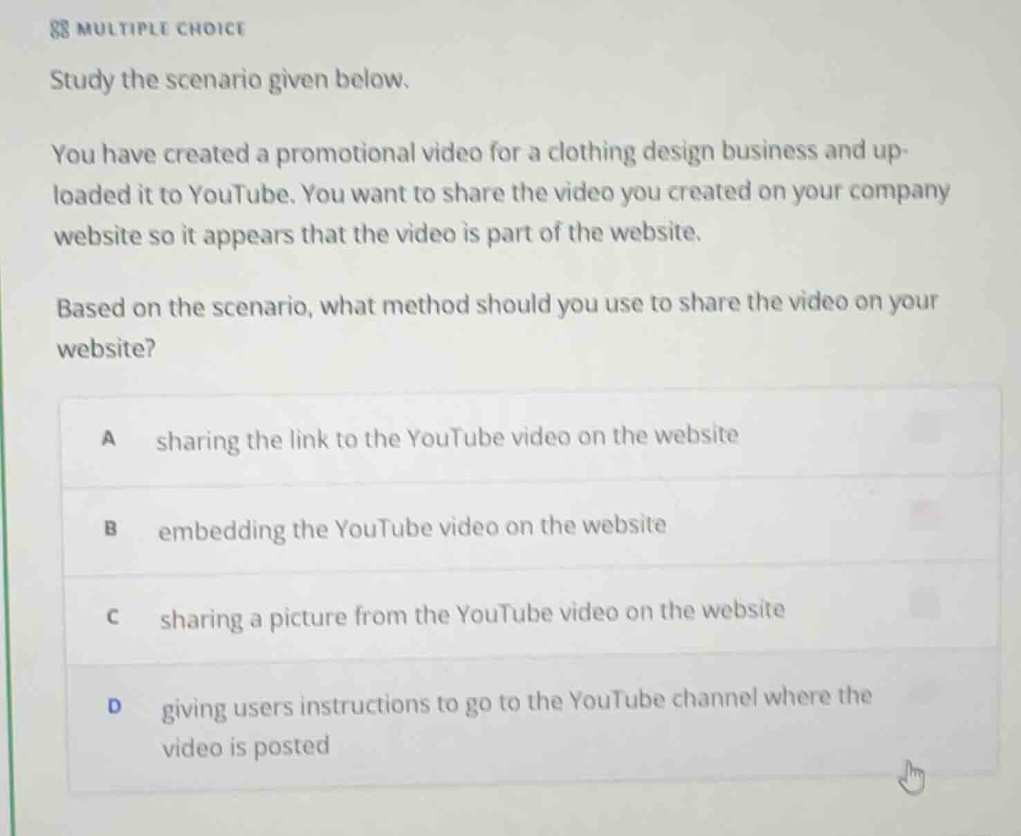 §§ multiple choice study the scenario given below. you have created a p…