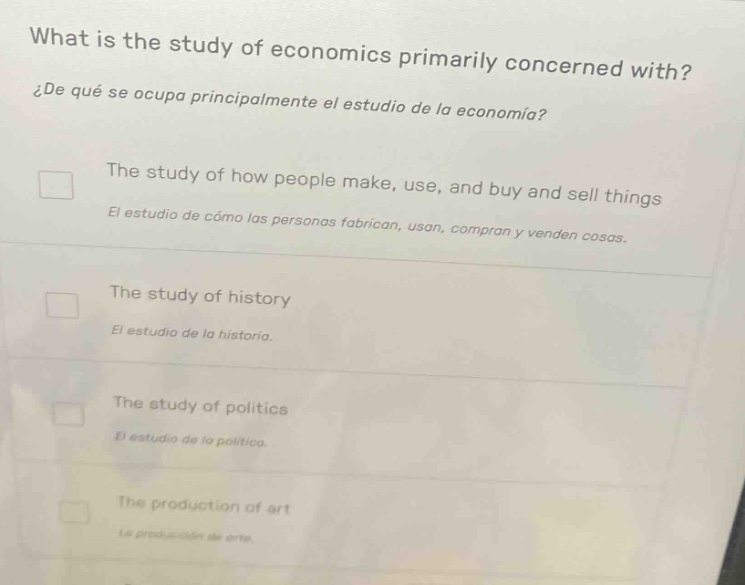what is the study of economics primarily concerned with? ¿de qué se ocu…