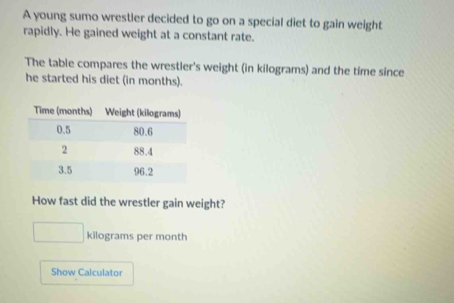 a young sumo wrestler decided to go on a special diet to gain weight ra…