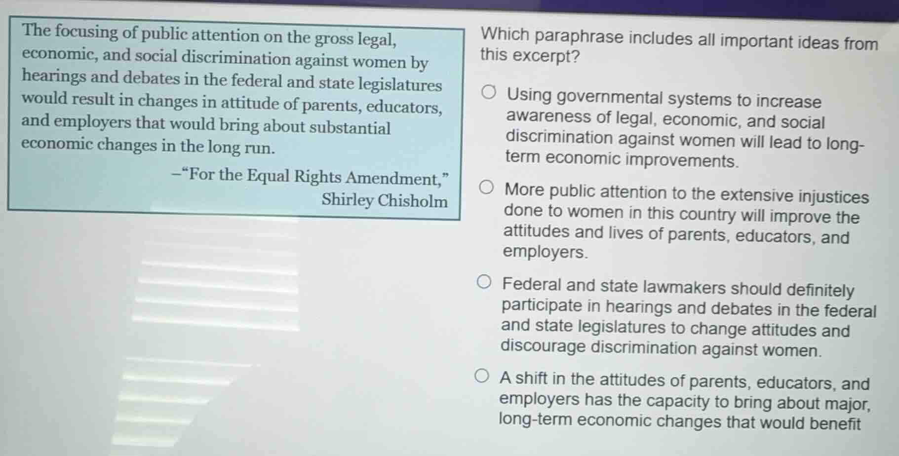 the focusing of public attention on the gross legal, economic, and soci…