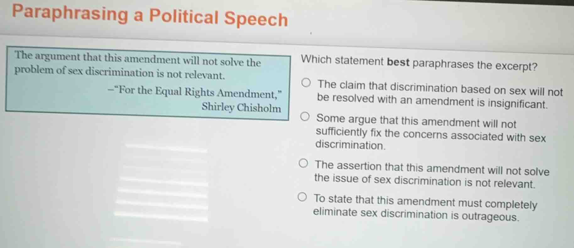 paraphrasing a political speech the argument that this amendment will n…