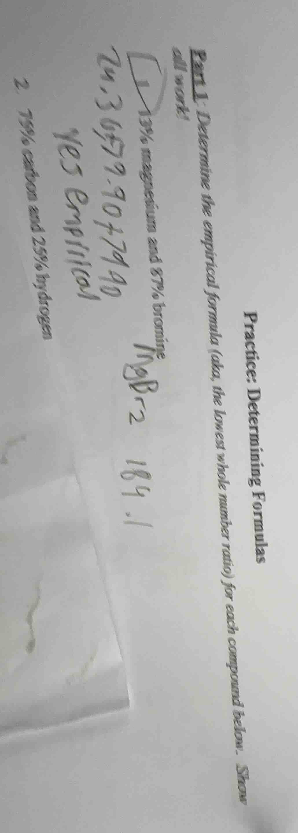 practice: determining formulas part 1: determine the empirical formula,…