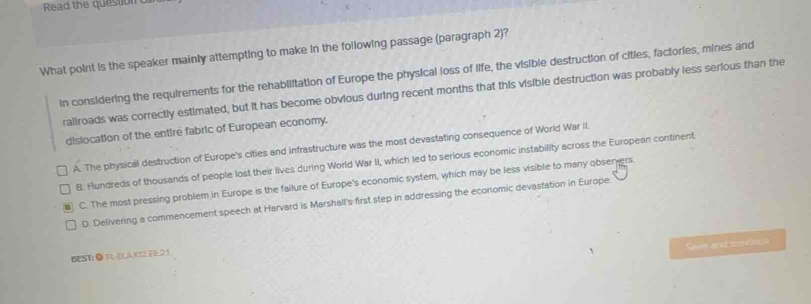 what point is the speaker mainly attempting to make in the following pa…