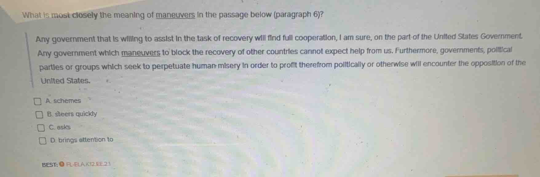 what is most closely the meaning of maneuvers in the passage below (par…