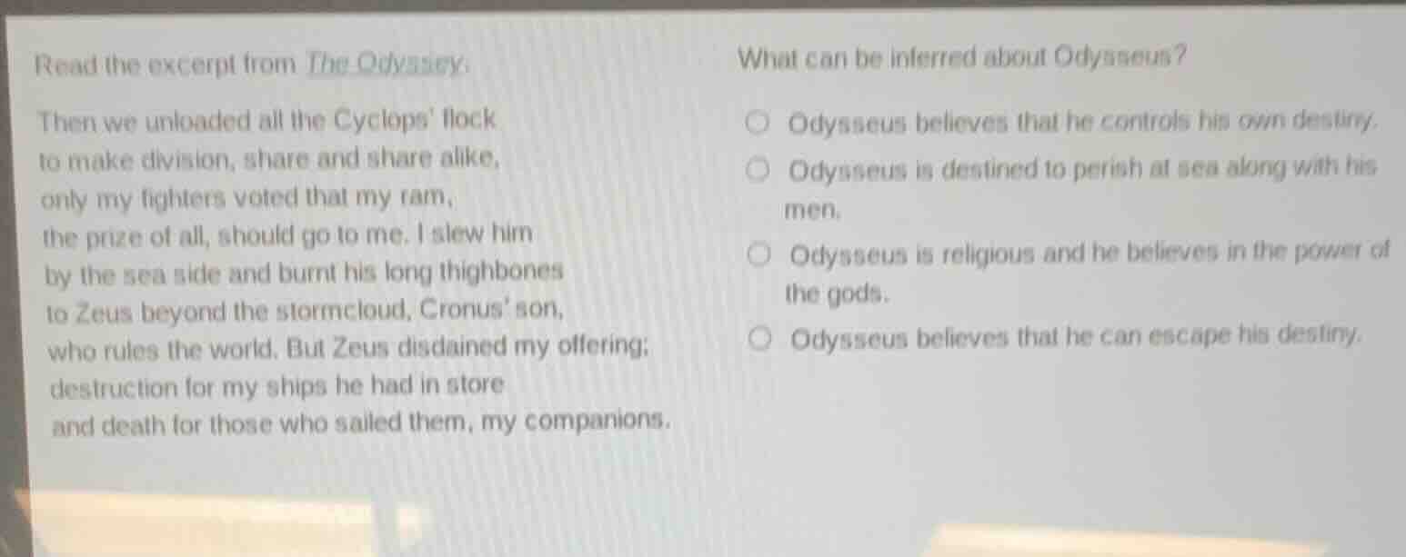 read the excerpt from the odyssey: then we unloaded all the cyclops flo…