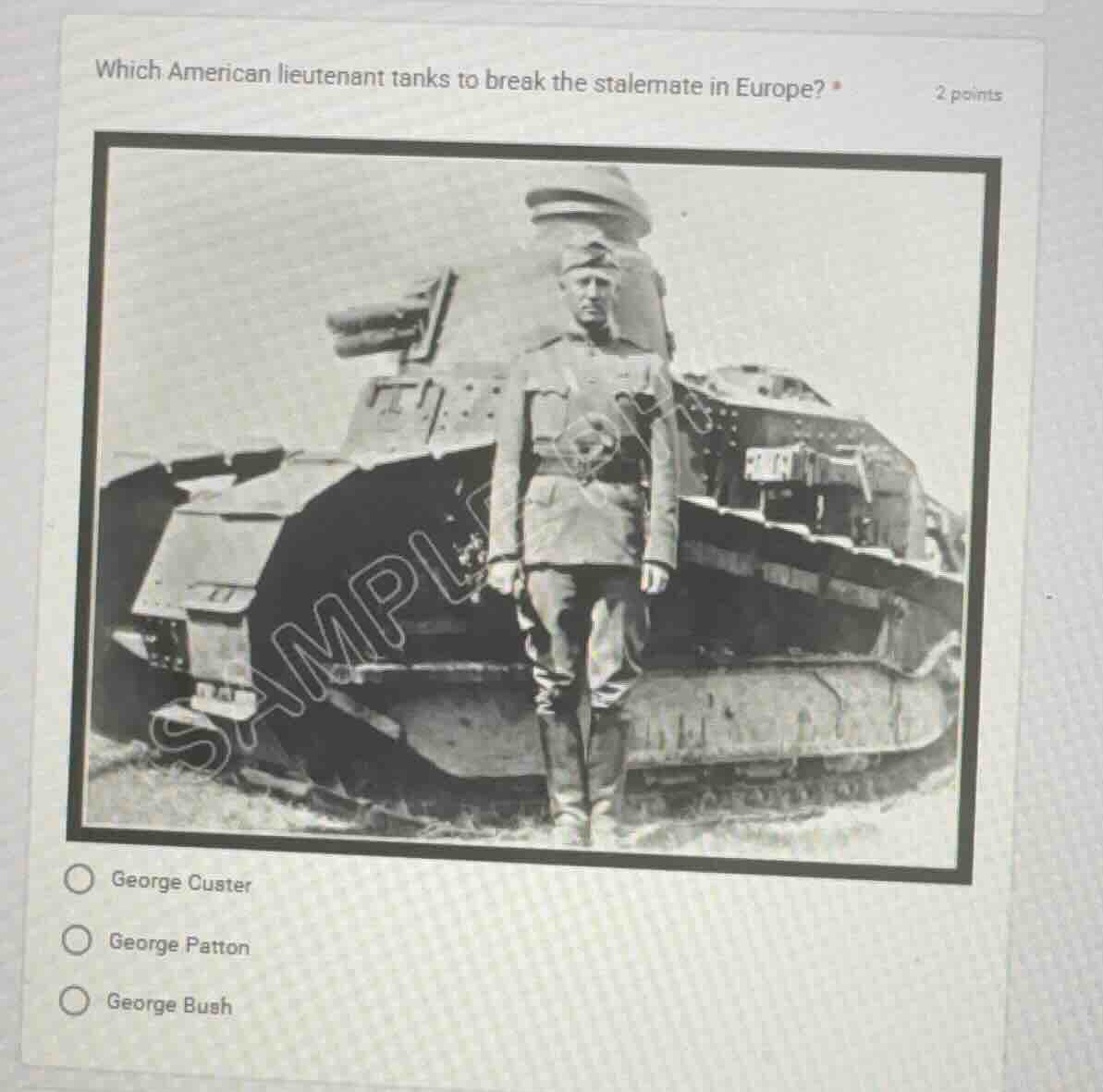 which american lieutenant tanks to break the stalemate in europe? * 2 p…