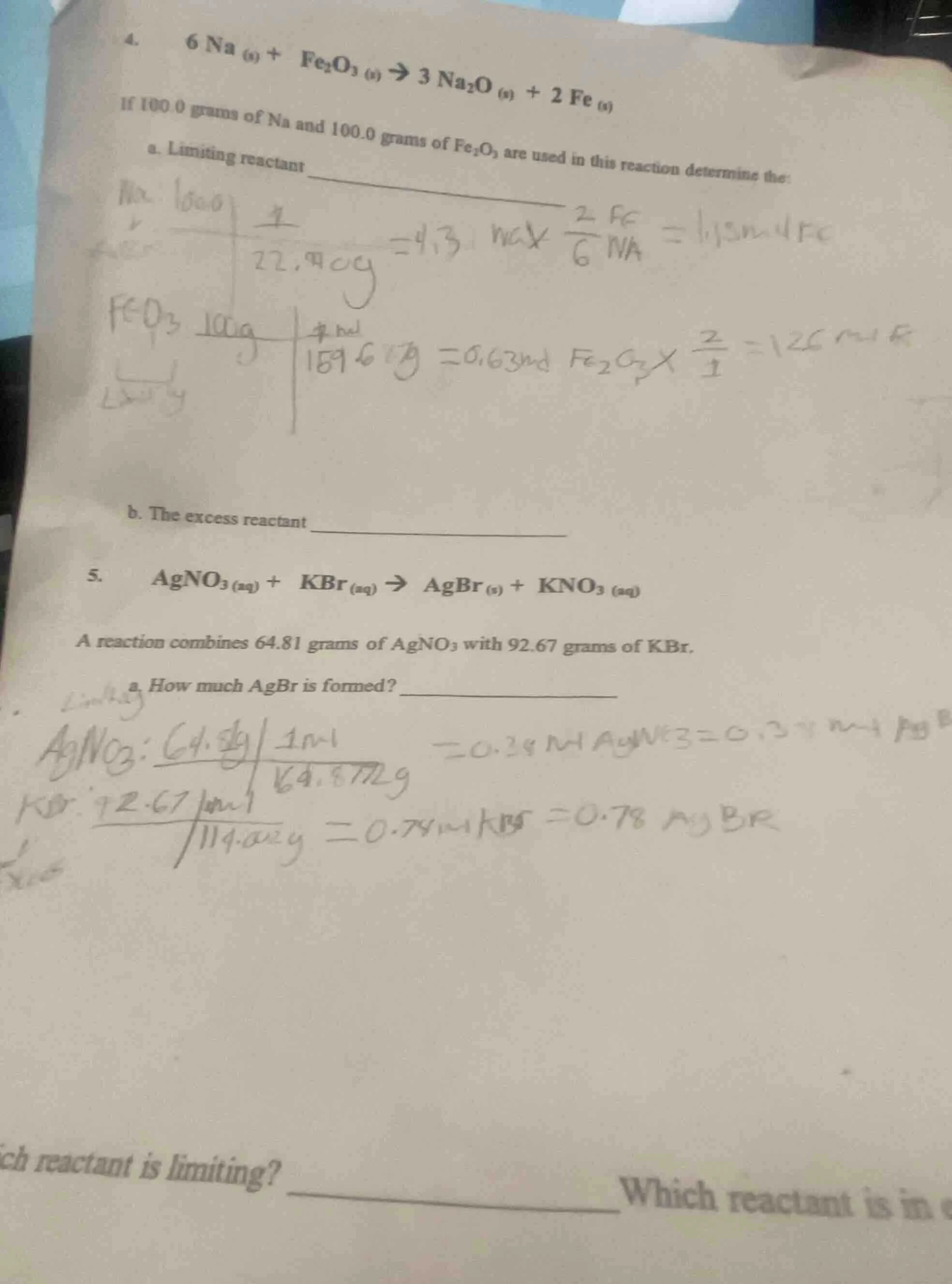 4. $\boldsymbol{6 na_{(s)} + fe_{2}o_{3 (s)} ightarrow 3 na_{2}o_{(s)} …