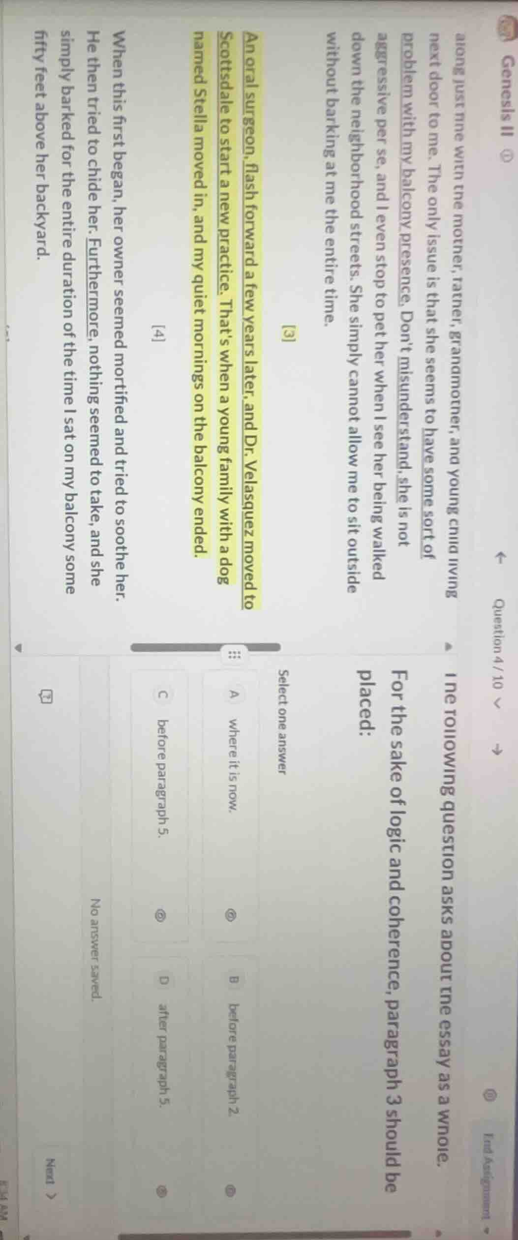 genesis iiquestion 4/10the following question asks about the essay as a…