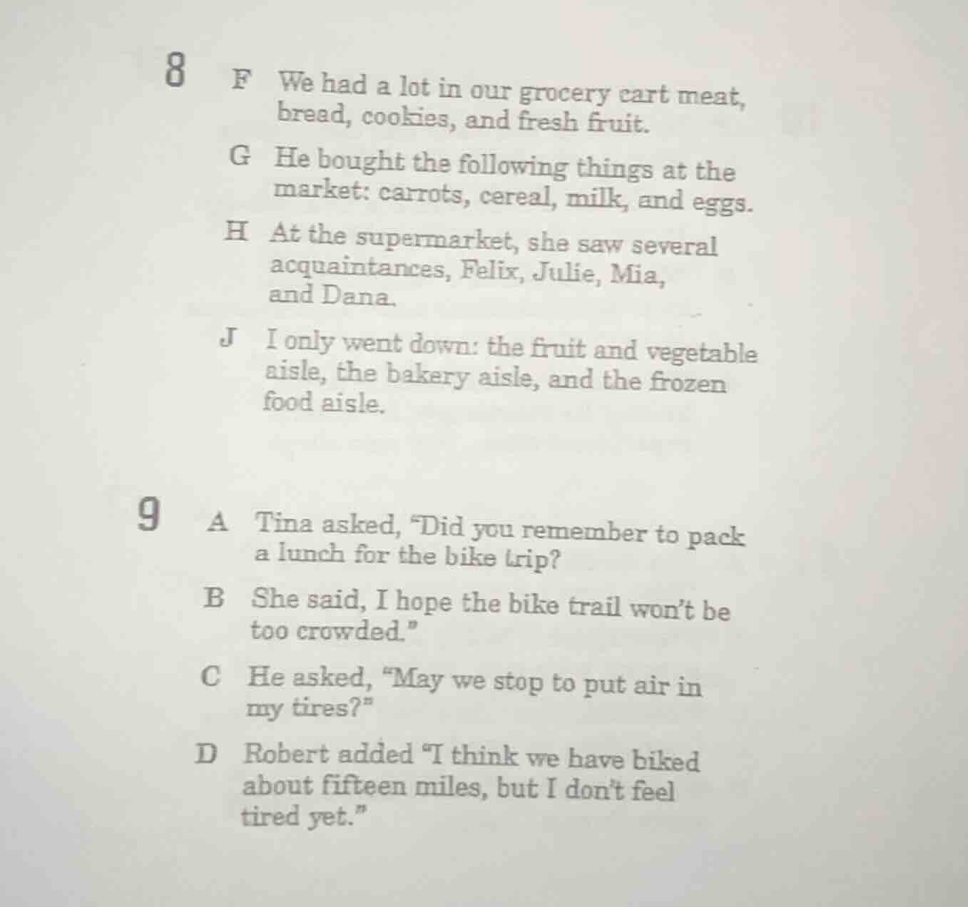 8 f we had a lot in our grocery cart meat, bread, cookies, and fresh fr…