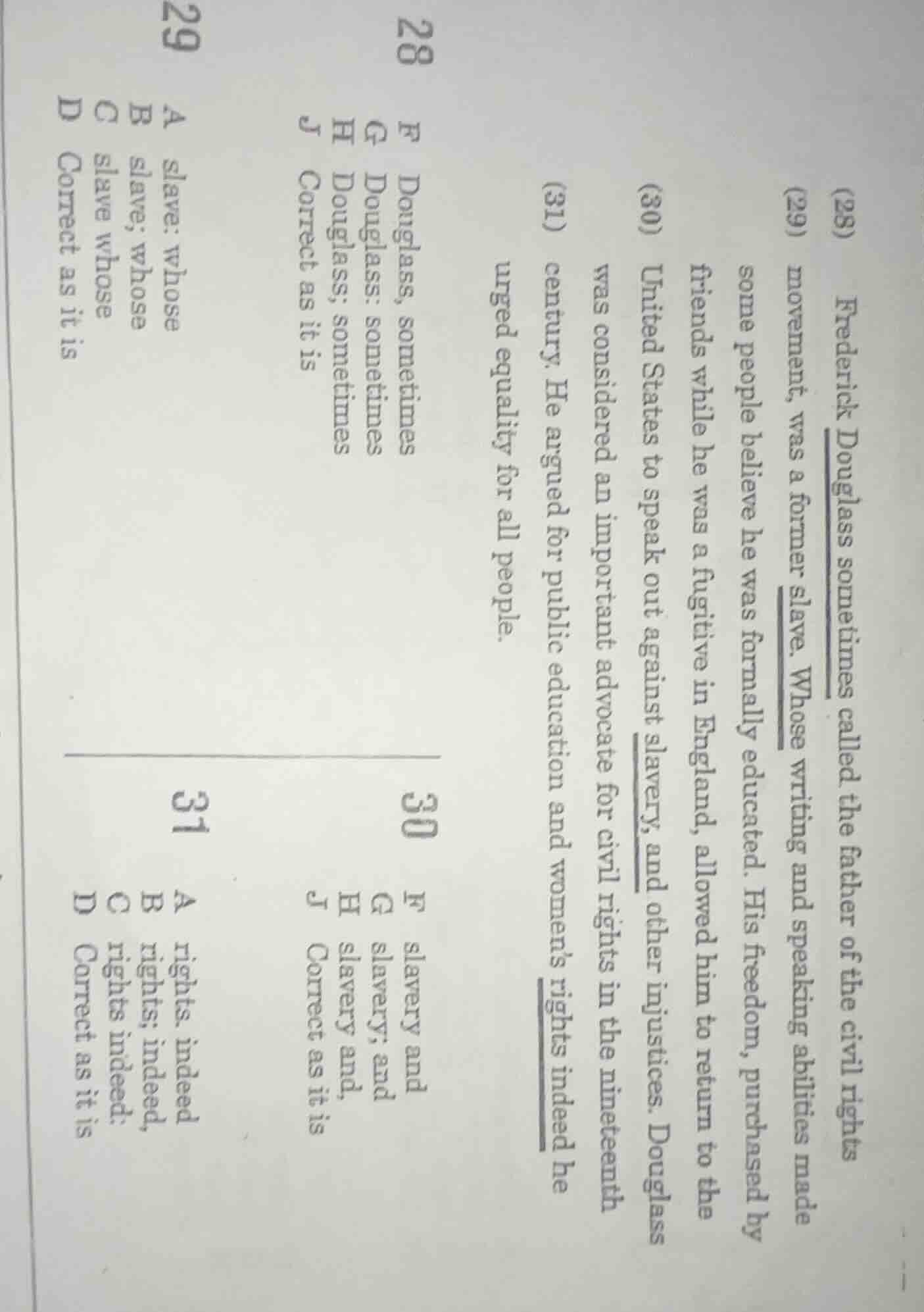 (28) frederick douglass sometimes called the father of the civil rights…