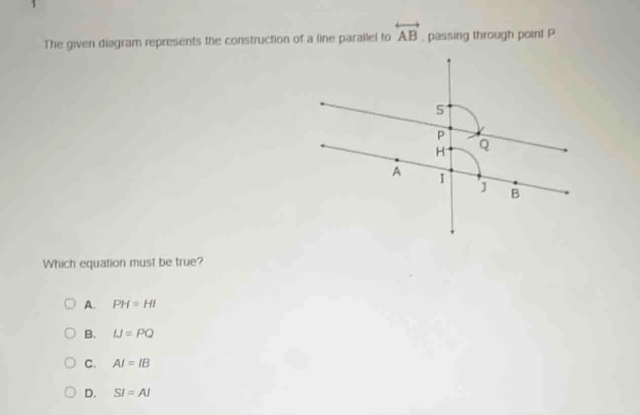 1 the given diagram represents the construction of a line parallel to $…