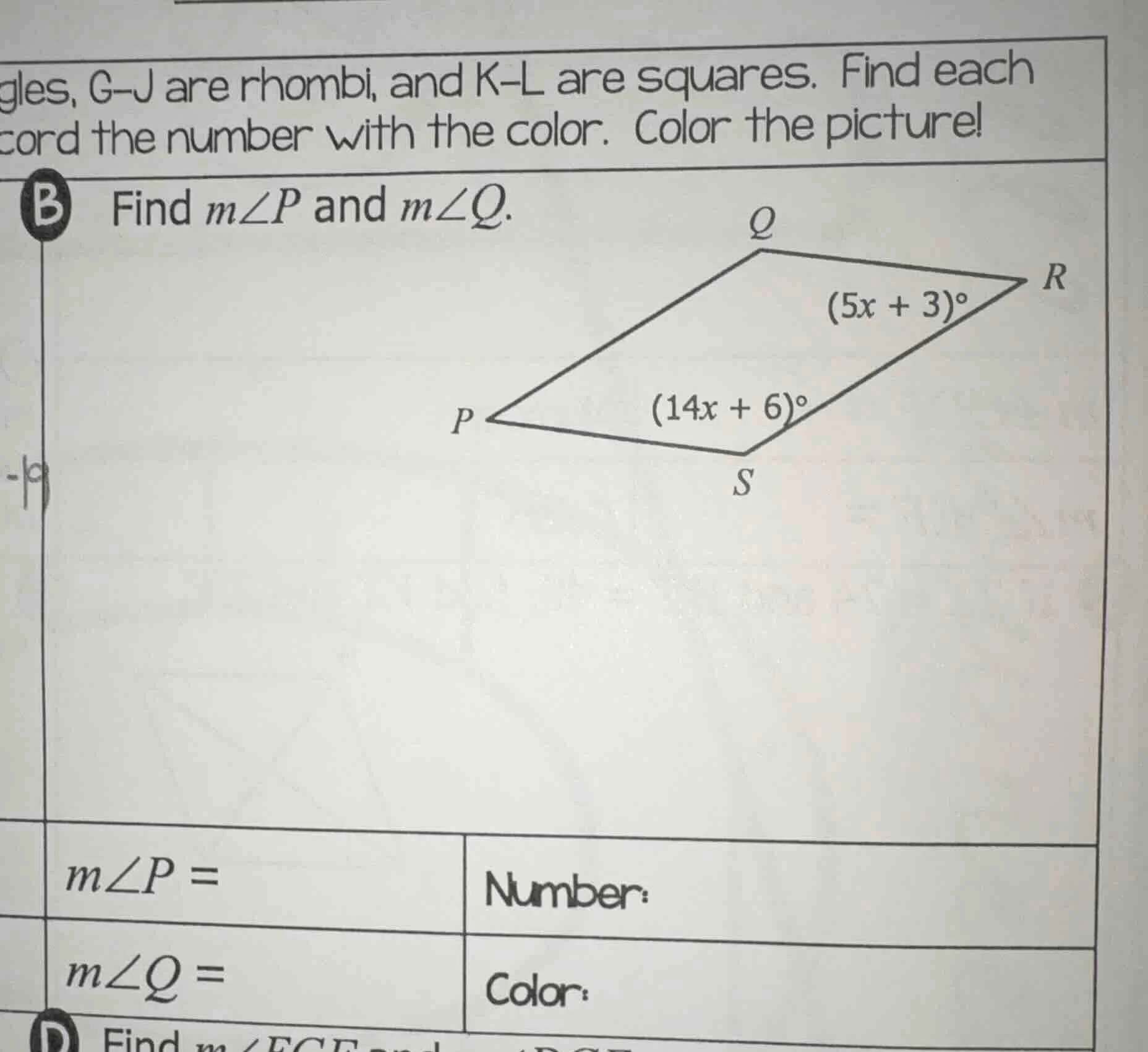 gles, g-j are rhombi, and k-l are squares. find each cord the number wi…